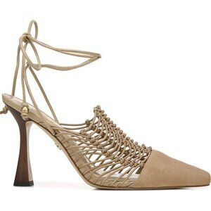 NEW SAM EDELMAN Suede Trinity Ankle Strap Dress Heels Sesame 2J4